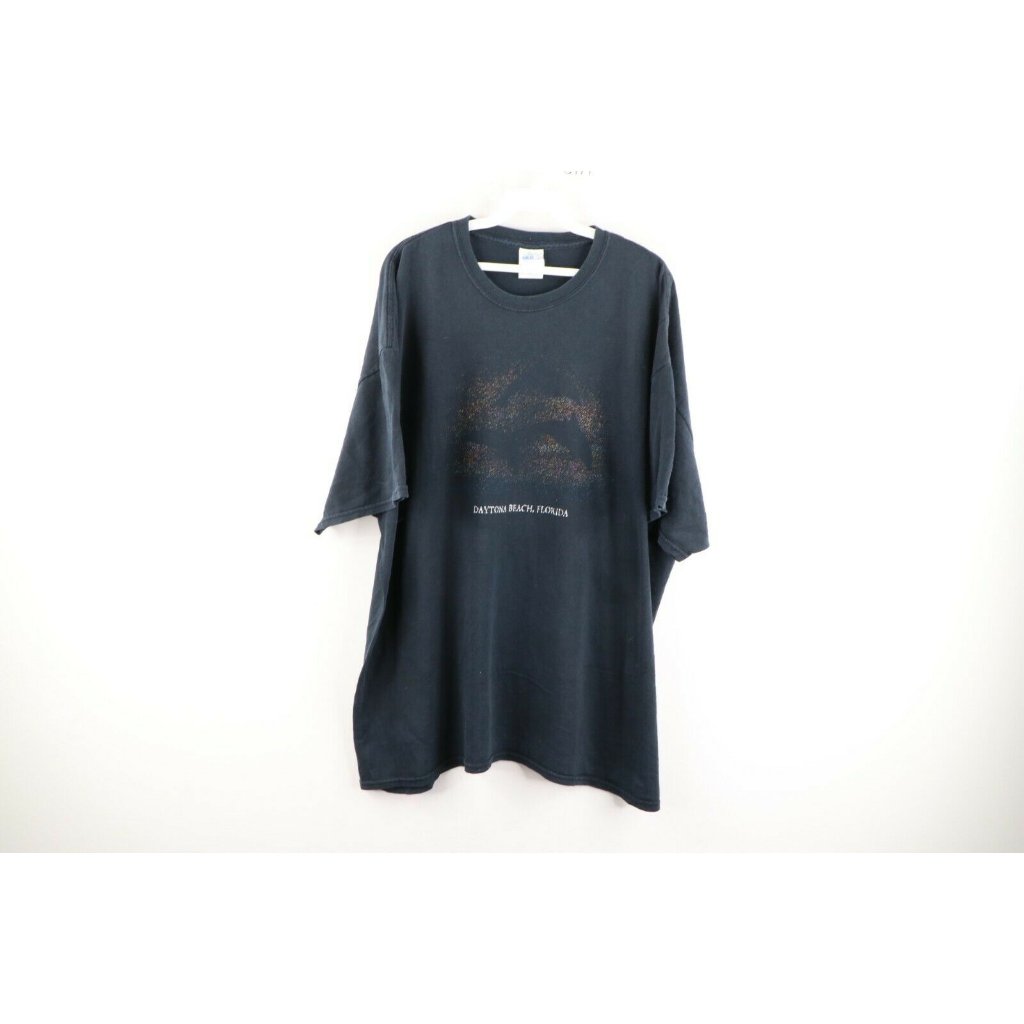 Vintage 90s Streetwear Mens Daytona Beach Florida Dolphins Faded TShirt Black